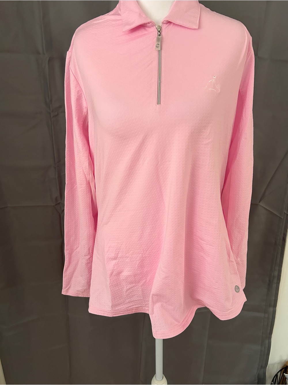 Pink Long-Sleeve Quarter-Zip Performance Top